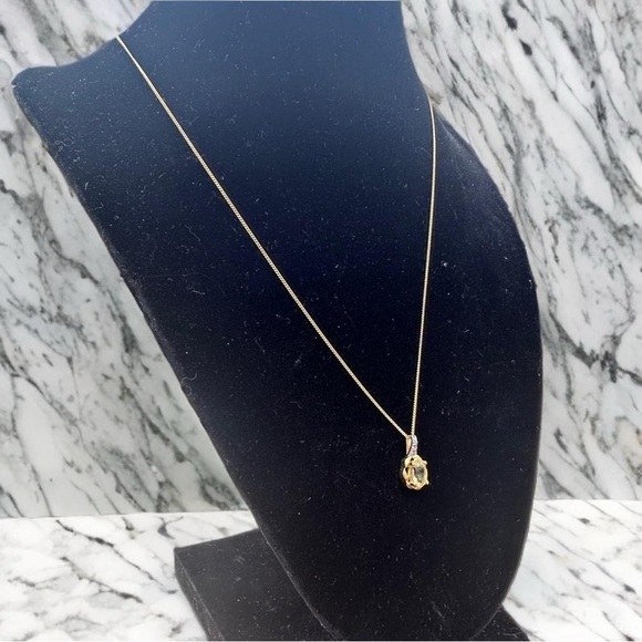 Vintage Yellow Quartz Gemstone Pendant Necklace Vermeil Gold 925 SterlingSilver - Picture 14 of 17